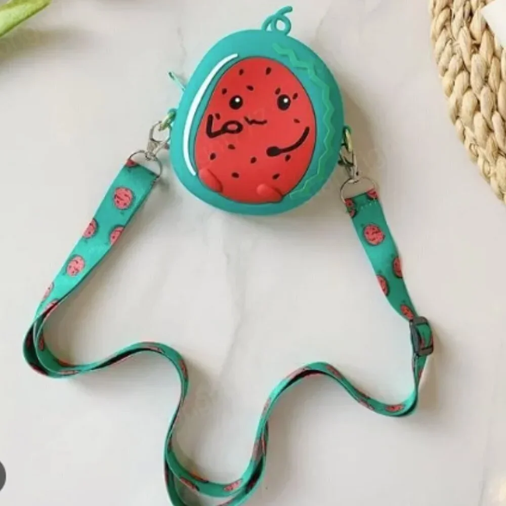 Watermelon silicone crossbody purse with detachable strap. New!